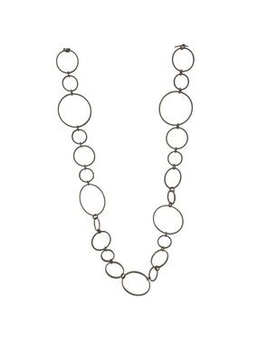 Funky Silver Tone Link Circle Necklace Classic Minimalist Fashion Jewelry Women